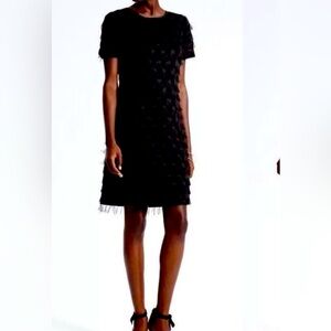 BANANA REPUBLIC  L’WREN SCOTT-era Fringe Polkadot Black Cocktail Dress #LBD